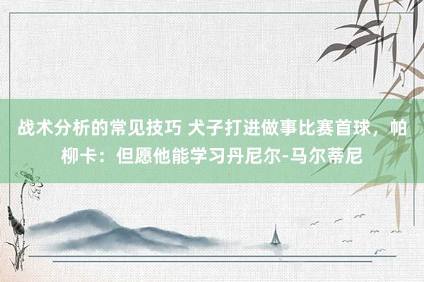 战术分析的常见技巧 犬子打进做事比赛首球，帕柳卡：但愿他能学习丹尼尔-马尔蒂尼