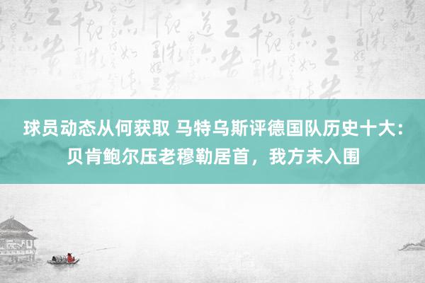 球员动态从何获取 马特乌斯评德国队历史十大：贝肯鲍尔压老穆勒居首，我方未入围