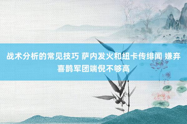 战术分析的常见技巧 萨内发火和纽卡传绯闻 嫌弃喜鹊军团端倪不够高