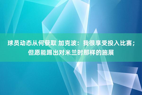 球员动态从何获取 加克波：我很享受投入比赛；但愿能踢出对米兰时那样的施展