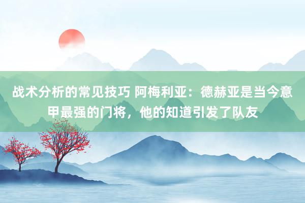 战术分析的常见技巧 阿梅利亚：德赫亚是当今意甲最强的门将，他的知道引发了队友