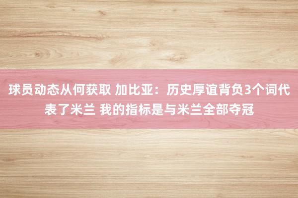 球员动态从何获取 加比亚：历史厚谊背负3个词代表了米兰 我的指标是与米兰全部夺冠