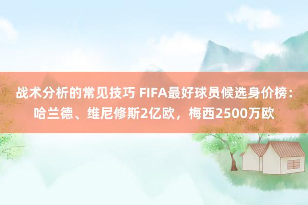 战术分析的常见技巧 FIFA最好球员候选身价榜：哈兰德、维尼修斯2亿欧，梅西2500万欧