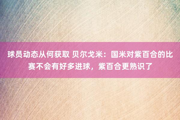 球员动态从何获取 贝尔戈米：国米对紫百合的比赛不会有好多进球，紫百合更熟识了