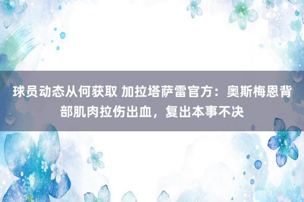 球员动态从何获取 加拉塔萨雷官方：奥斯梅恩背部肌肉拉伤出血，复出本事不决