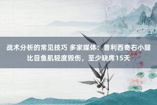 战术分析的常见技巧 多家媒体：普利西奇右小腿比目鱼肌轻度毁伤，至少缺席15天