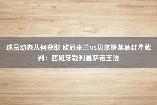 球员动态从何获取 欧冠米兰vs贝尔格莱德红星裁判：西班牙裁判曼萨诺王法