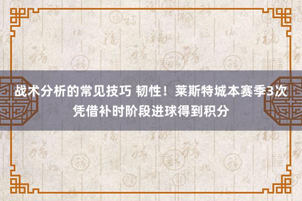 战术分析的常见技巧 韧性！莱斯特城本赛季3次凭借补时阶段进球得到积分