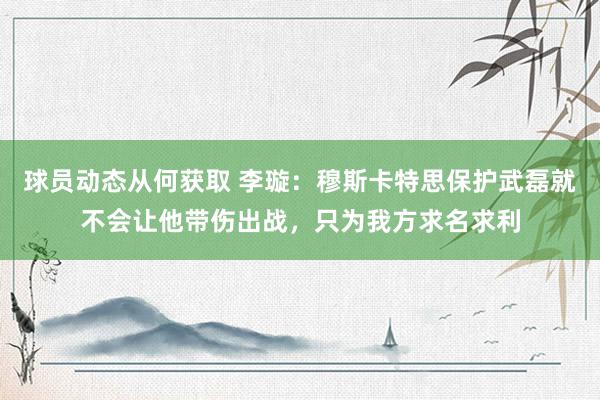 球员动态从何获取 李璇：穆斯卡特思保护武磊就不会让他带伤出战，只为我方求名求利