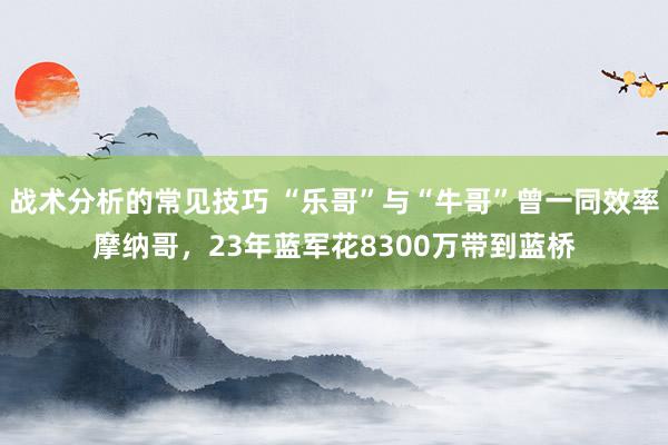 战术分析的常见技巧 “乐哥”与“牛哥”曾一同效率摩纳哥，23年蓝军花8300万带到蓝桥