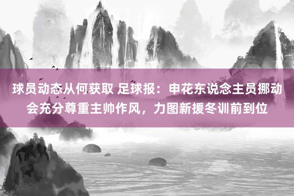 球员动态从何获取 足球报：申花东说念主员挪动会充分尊重主帅作风，力图新援冬训前到位