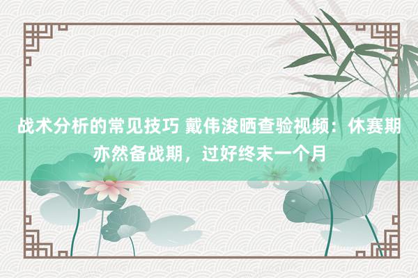 战术分析的常见技巧 戴伟浚晒查验视频：休赛期亦然备战期，过好终末一个月