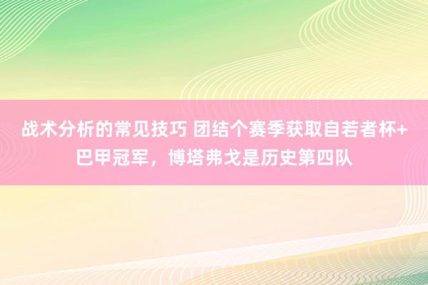 战术分析的常见技巧 团结个赛季获取自若者杯+巴甲冠军，博塔弗戈是历史第四队