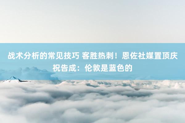 战术分析的常见技巧 客胜热刺！恩佐社媒置顶庆祝告成：伦敦是蓝色的