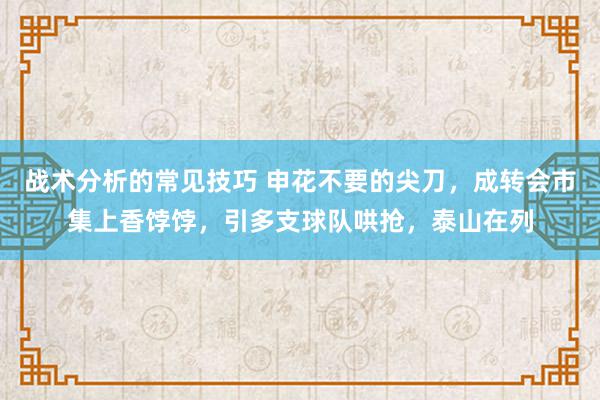 战术分析的常见技巧 申花不要的尖刀，成转会市集上香饽饽，引多支球队哄抢，泰山在列