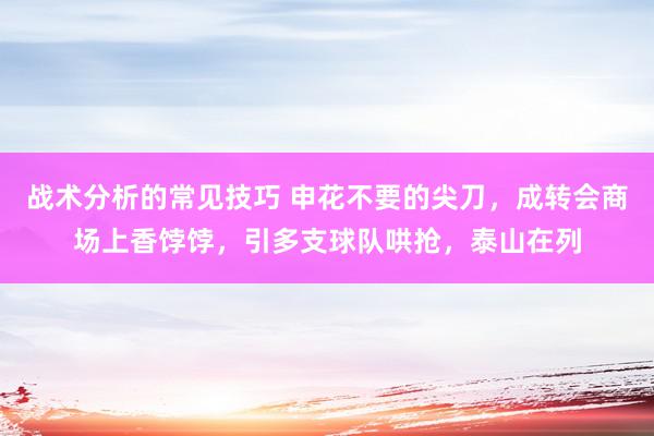 战术分析的常见技巧 申花不要的尖刀，成转会商场上香饽饽，引多支球队哄抢，泰山在列