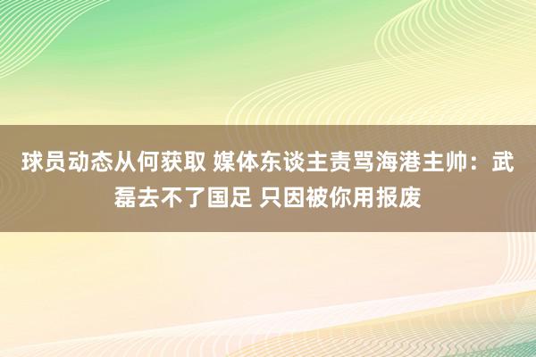 球员动态从何获取 媒体东谈主责骂海港主帅：武磊去不了国足 只因被你用报废