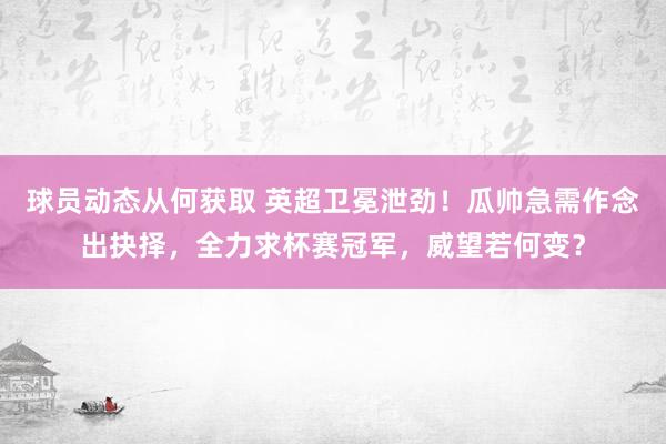 球员动态从何获取 英超卫冕泄劲！瓜帅急需作念出抉择，全力求杯赛冠军，威望若何变？